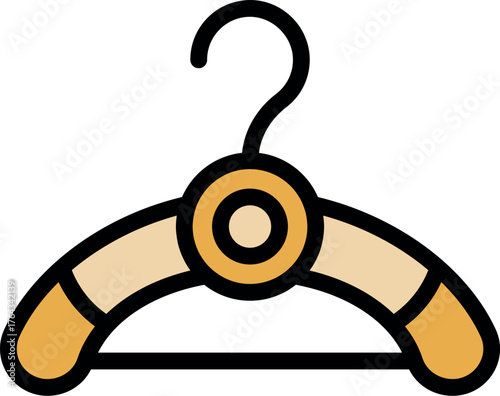 Simple and colorful clothes hanger icon, ideal for projects related to fashion, retail, clothing stores, and wardrobe organization