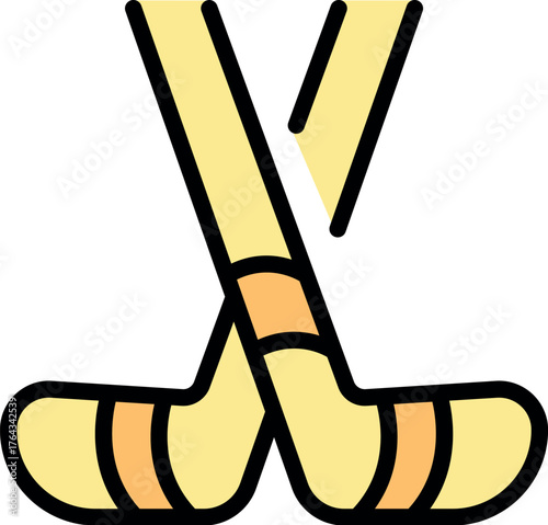 Crossed hockey sticks symbolize teamwork, competition, and the excitement of ice hockey