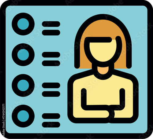 Woman filling online survey form, completing checklist on digital document, online testing, questionnaire form