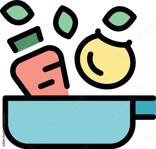 Ingredients falling into cooking pot, creating delicious and nutritious dish
