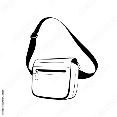 Modern sling bag with adjustable strap, isolated on plain background