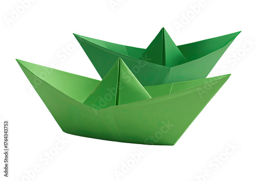 Wallpaper Mural Two green paper boats, origami style Torontodigital.ca