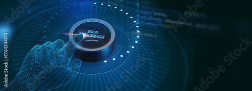 Concept of digitization of business processes and modern technology. Digital transformation. 3d illustration