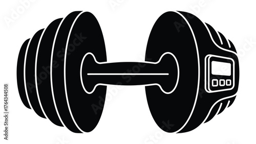 Smart Dumbbell for Fitness: a modern dumbbell with an integrated digital display. representing the perfect blend of traditional fitness tools and modern technology.