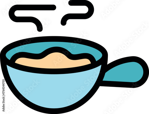 Warm oatmeal is steaming in a blue bowl, ready to be enjoyed for a nutritious breakfast