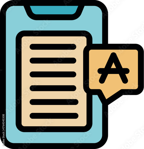 Mobile phone displaying text document with autocorrect feature enabled, ensuring accurate writing