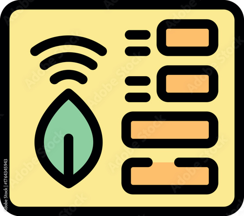 Wireless connection and data display on a smart eco friendly device, symbolizing sustainable technology and environmental monitoring