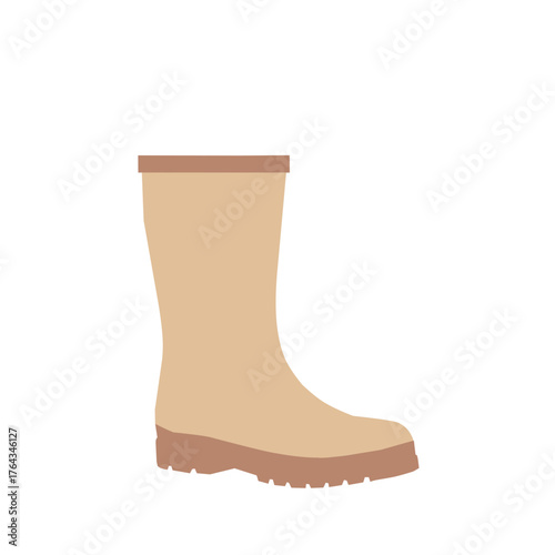 Rubber rain boot side view flat illustration isolated
