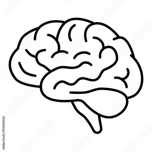 brain from side line icon with editable stroke