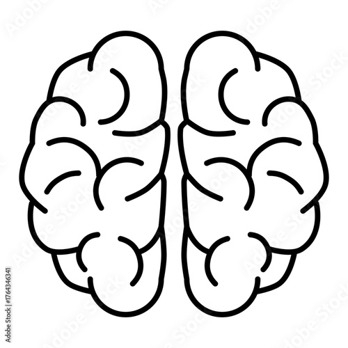 brain from above line icon with editable stroke