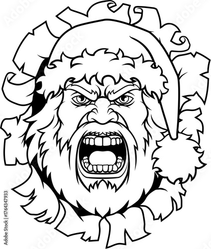 An angry Santa Claus father Christmas cartoon character mascot