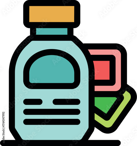 Ink bottle and colored cartridges used for refilling wide format printers and plotters