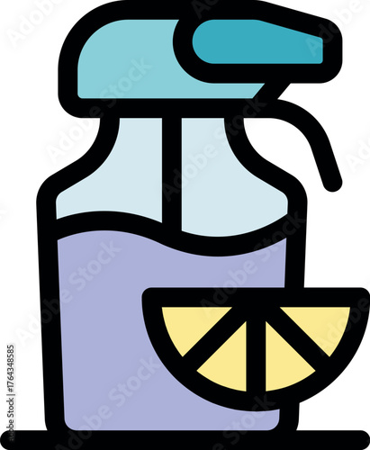Cleaning spray bottle with lemon scent for cleaning and disinfecting surfaces