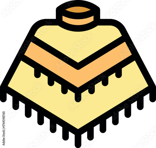 Warm and stylish poncho representing south american textile tradition, featuring a geometric design and fringes
