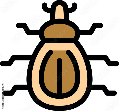 Simple brown and beige beetle icon, representing insects, wildlife, and nature