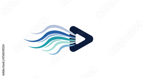 Abstract Play Button with Flowing Waves.