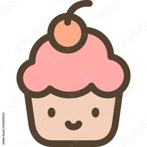 Cute kawaii food and drink icons in pastel colors, including donut, cupcake, coffee, burger, ice cream, pizza, milk, and noodle bowl, perfect for kids menu design and sweet cartoon illustration