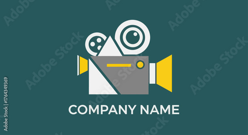 Stylized Camera Icon for Film and Video Production Company Branding.