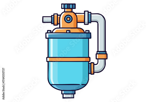 Clean illustration of a filter clean icon. Modern, stylized design with blue and orange accents. Ideal for tech, industrial, or water purification themes. Vector graphic.