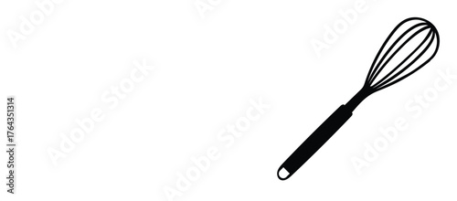 Black and white whisk kitchen utensil for baking cooking illustration vector