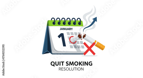 Embracing a Smoke-Free New Year Calendar Marks January 1st as the Day for a Healthier Life and Quitting Smoking Resolution