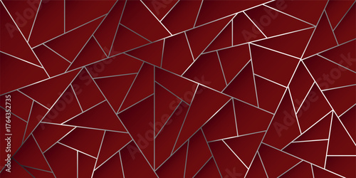 vector illustration of abstract background with silver lines and deep red geometric shapes