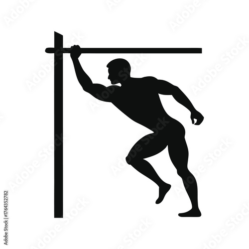 Man silhouette pulling rope against horizon