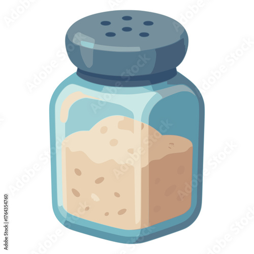 salt shaker glass jar cooking utensil flat color vector illustration template design