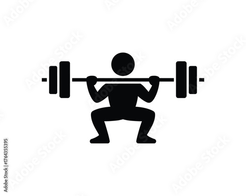 Silhouette of a person performing a barbell back squat exercise