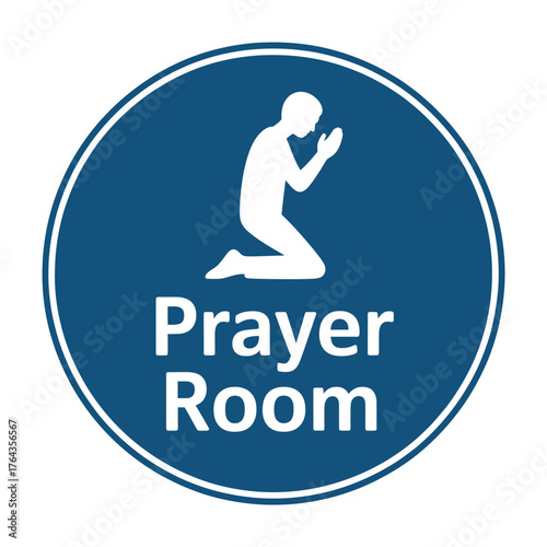 Prayer room sign with kneeling figure