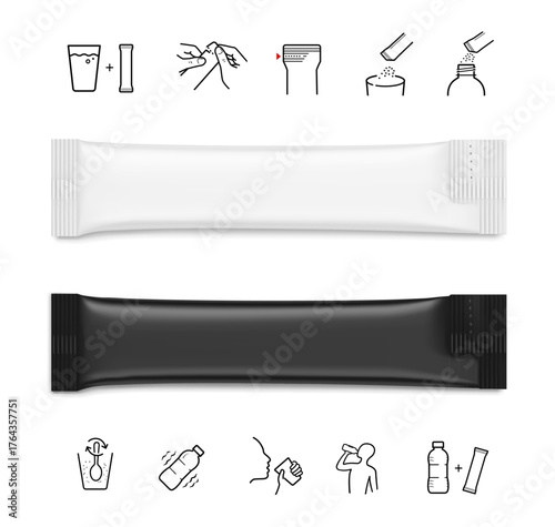 Stick packaging mockup. Vector illustration isolated on white background. Ready for use in presentation, promo, advertising and more. EPS10.