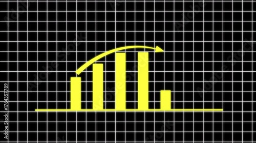 Corporate-style line graph motion animation on grid, seamless data visualization for financial analytics, statistics, and digital business media.