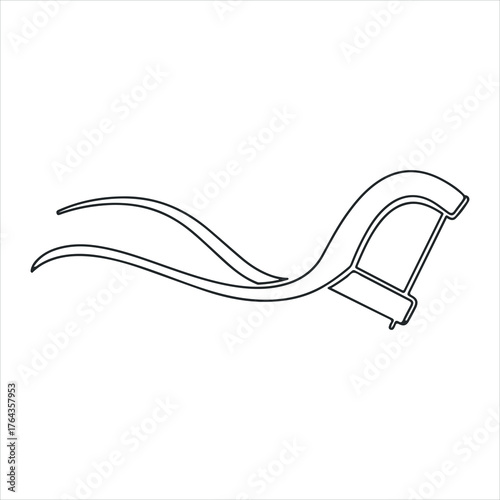 Vector art of a simple line drawing of a dental floss pick, isolated on a, representing oral hygiene and dental care tools