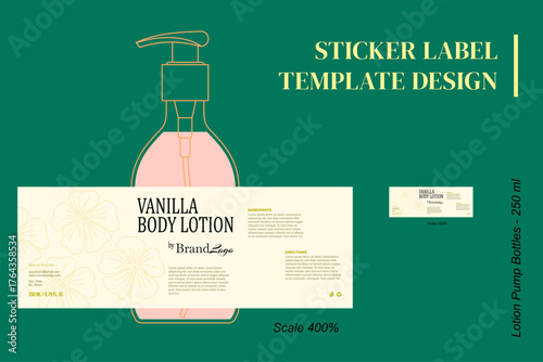 Sticker Label Lotion Pump Bottle vanilla body lotion skincare