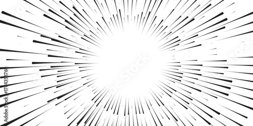Speed line comic background. Radial burst cartoon effect, motion vector pattern
