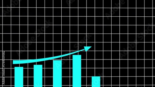 Animated growing line chart on grid background, modern corporate data visualization for business analytics, finance dashboards, and motion design projects.