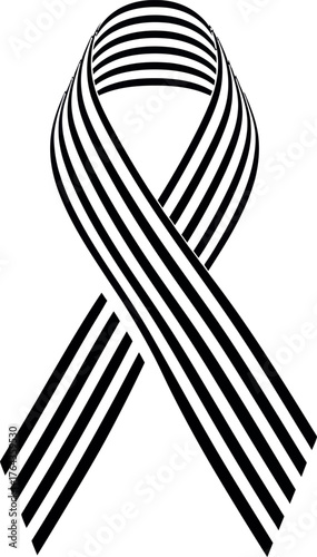 A modern illustration featuring a mourning ribbon, mortality line, and icon