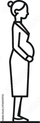 Modern illustration of a pregnant woman in profile line icon form