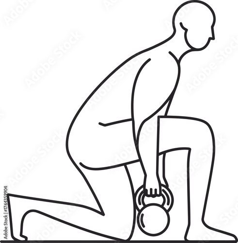 Functional fitness is represented by a modern line icon illustration of a kettlebell swing