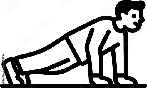 Modern illustration featuring plank arrows that signify core engagement line icon