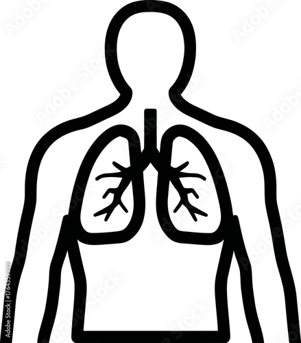 Breathing technique is highlighted in a modern illustration of an inclusive fitness line icon