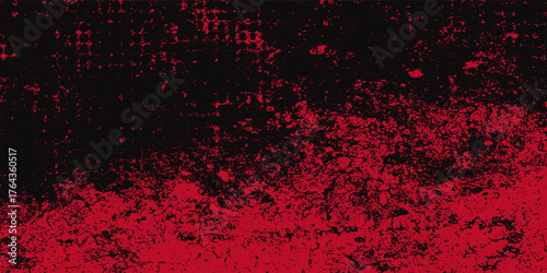 Glitch distorted grunge background. Noise destroyed texture. Red halftone dots blue color pattern gradient grunge texture background.