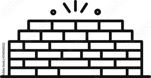 A line icon representing floor joists in a modern wood frame house illustration