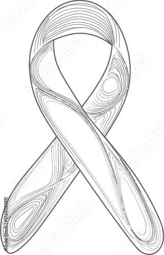 The icon of a mortality line is complemented by a mourning ribbon in this modern illustration