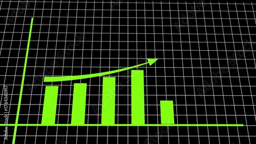 Animated growing line chart on grid background, modern corporate data visualization for business analytics, finance dashboards, and motion design projects.