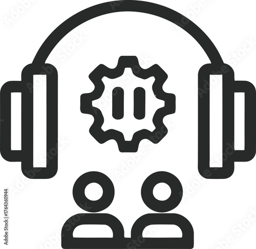 Quantum computer line icon simulator shown in modern illustration style