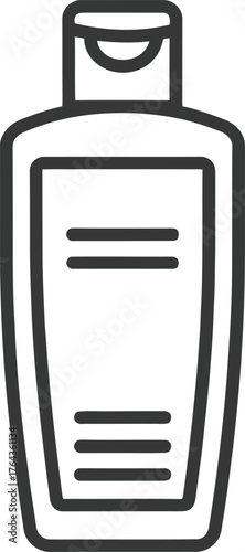 Modern illustration features a line icon of a soap dispenser that is mounted on the wall