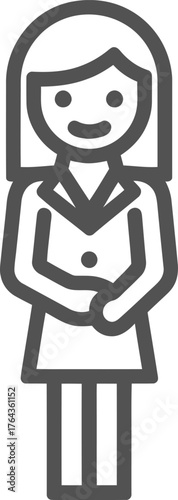 The modern illustration features a pregnant woman shown in a line icon profile