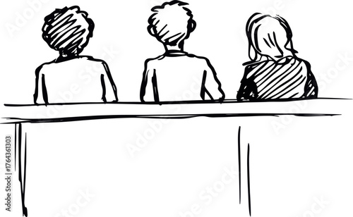 A modern illustration featuring an icon for a crowded public transportation platform line