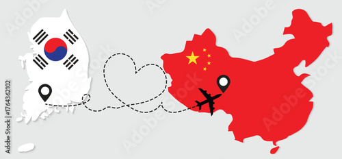 Airplane travel from South Korea to China